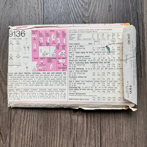 UNCUT Vintage 1970s Simplicity 9136 Sewing Pattern 18th 19th Womens Costume Sz S - Picture 2 of 2